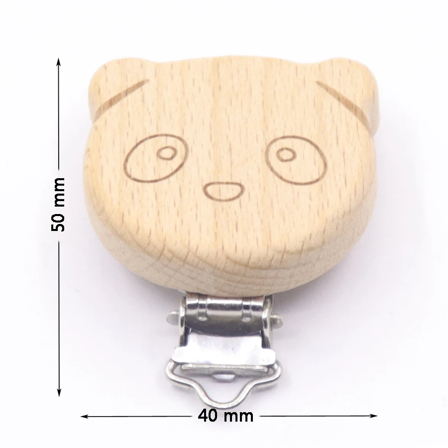 5PCS Wooden Rabbit Star Pacifier Clip Baby Accessories Wooden Animal Pacifier Metal Holder Elephant Pacifier Wooden Baby Teeth