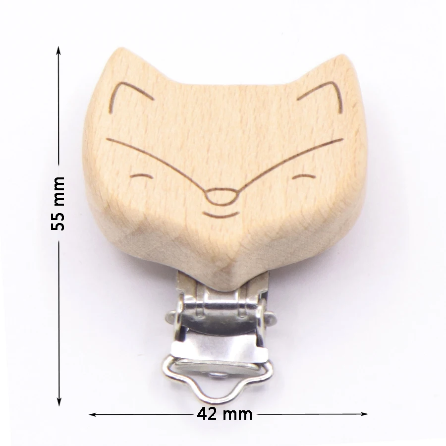 5PCS Wooden Rabbit Star Pacifier Clip Baby Accessories Wooden Animal Pacifier Metal Holder Elephant Pacifier Wooden Baby Teeth