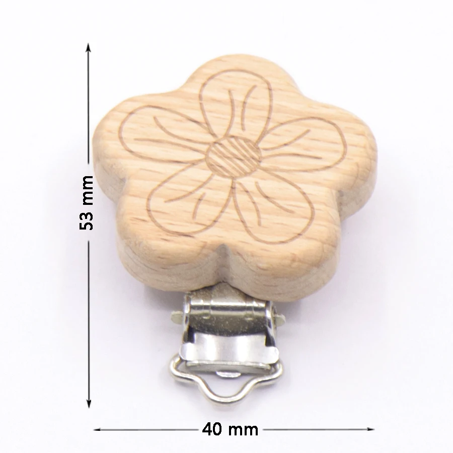 5PCS Wooden Rabbit Star Pacifier Clip Baby Accessories Wooden Animal Pacifier Metal Holder Elephant Pacifier Wooden Baby Teeth