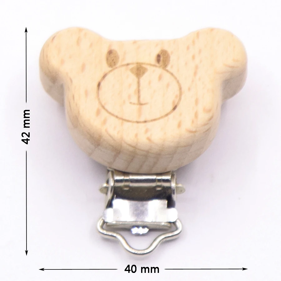 5PCS Wooden Rabbit Star Pacifier Clip Baby Accessories Wooden Animal Pacifier Metal Holder Elephant Pacifier Wooden Baby Teeth
