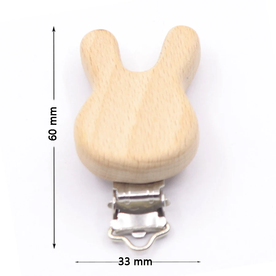 5PCS Wooden Rabbit Star Pacifier Clip Baby Accessories Wooden Animal Pacifier Metal Holder Elephant Pacifier Wooden Baby Teeth