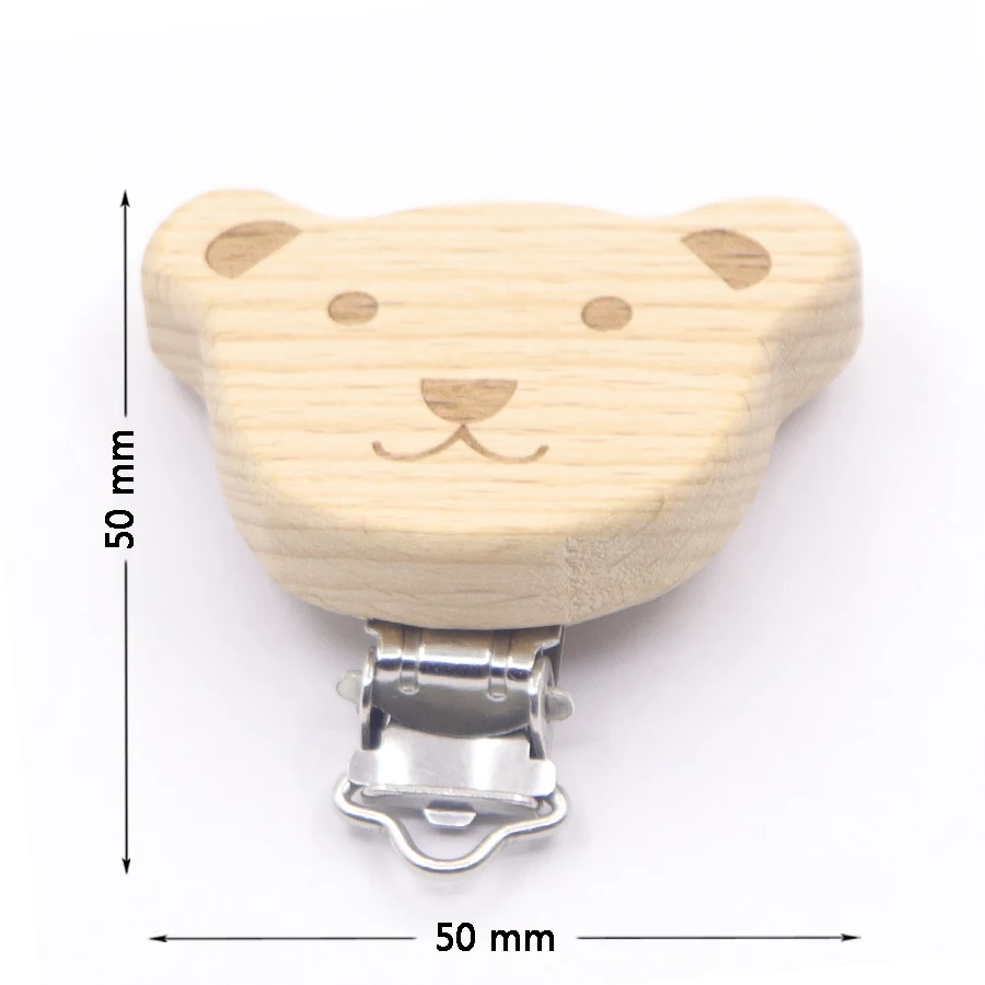 5PCS Wooden Rabbit Star Pacifier Clip Baby Accessories Wooden Animal Pacifier Metal Holder Elephant Pacifier Wooden Baby Teeth