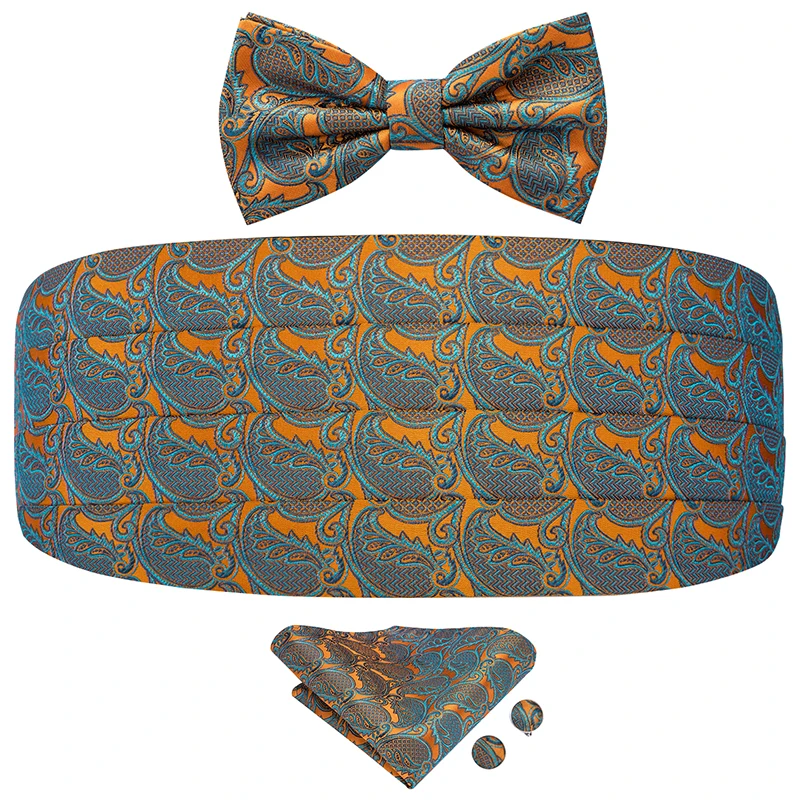 Hi-Tie Vintage Cummerbunds Belt for Men Suit Tuxedo Fashion Floral Paisley Gentleman Trouser Elastic Silk Belt Top Quality