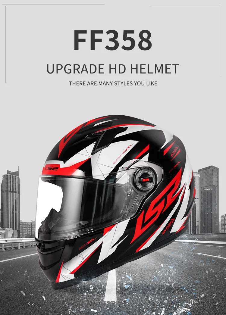 LS2 Clown Full Face Motorcycle Helmet LS2 FF358 Motocross Racing Man Woman Casco Moto Casque ECE Approved
