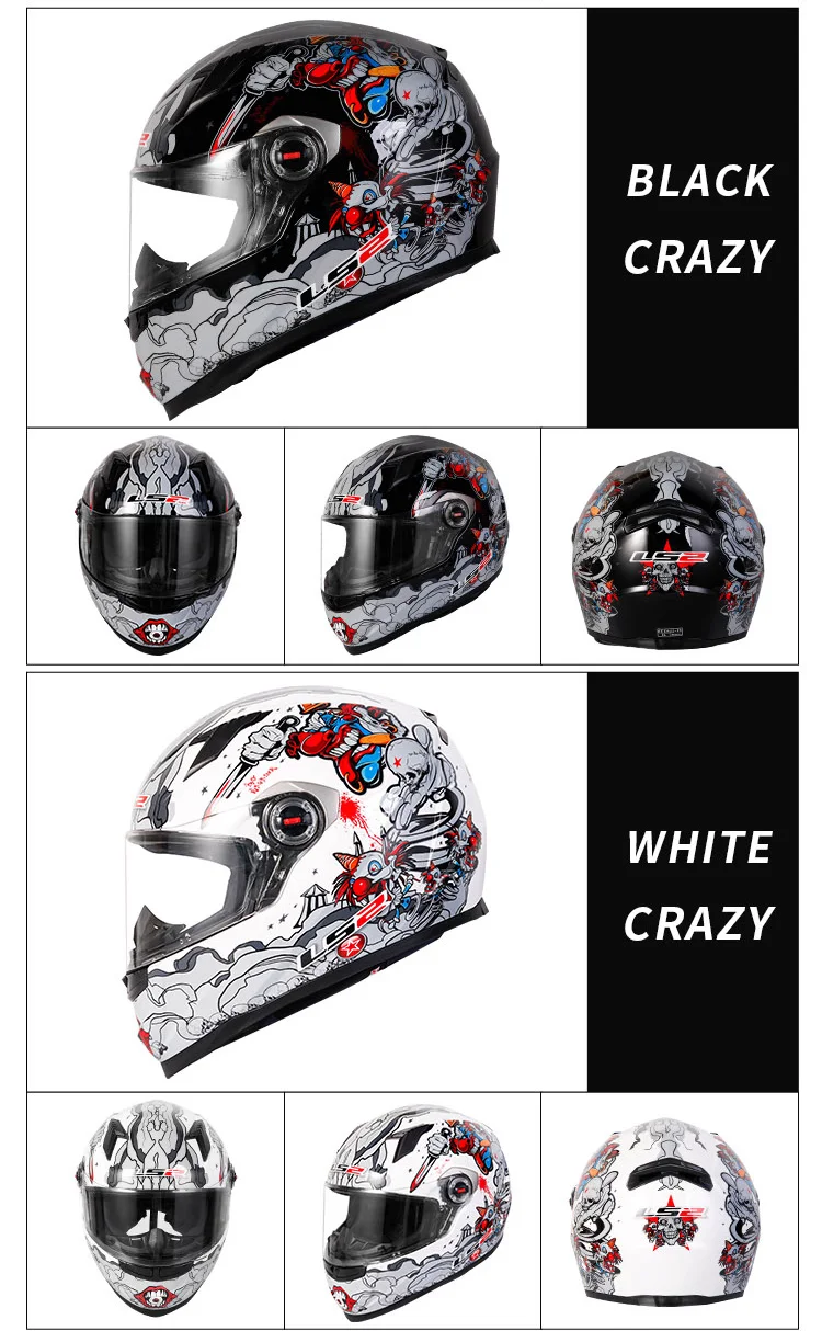 LS2 Clown Full Face Motorcycle Helmet LS2 FF358 Motocross Racing Man Woman Casco Moto Casque ECE Approved