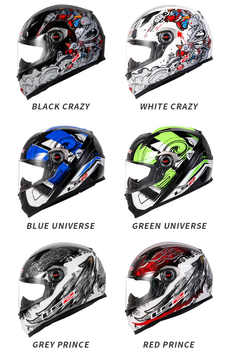 LS2 Clown Full Face Motorcycle Helmet LS2 FF358 Motocross Racing Man Woman Casco Moto Casque ECE Approved