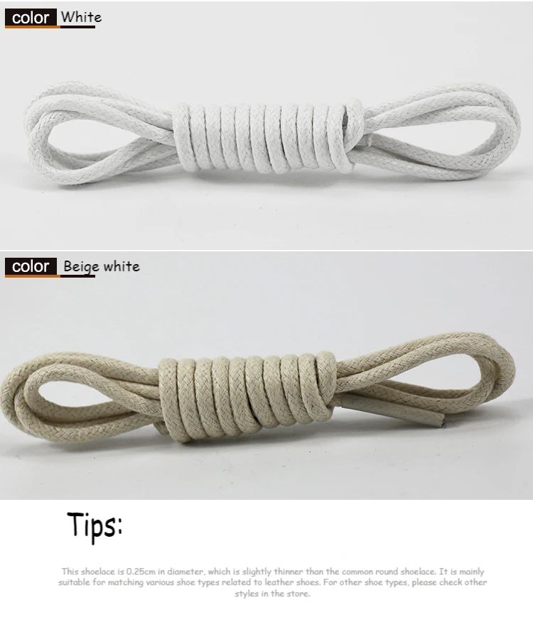 1Pair Cotton Waxed Shoelaces Round Oxford Shoe laces Boots Laces Waterproof Leather Shoelace Length 60/80/100/120/140/180cm