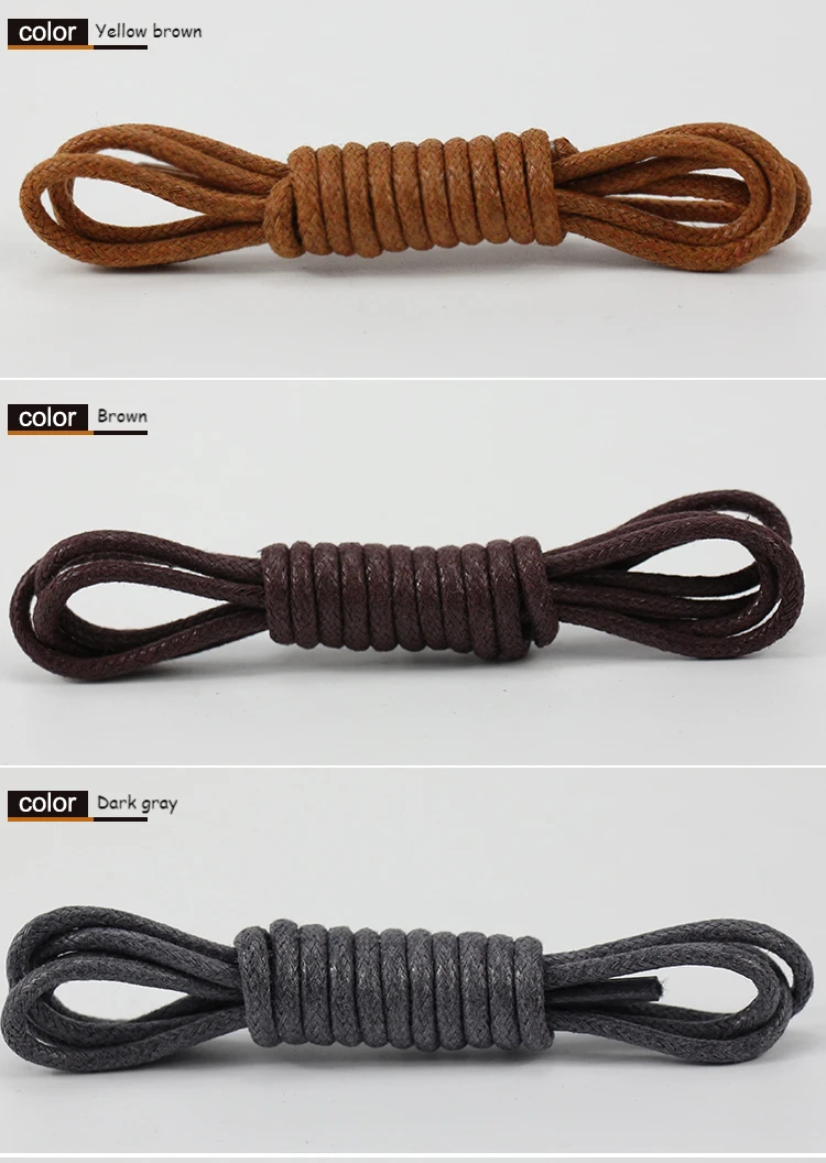 1Pair Cotton Waxed Shoelaces Round Oxford Shoe laces Boots Laces Waterproof Leather Shoelace Length 60/80/100/120/140/180cm