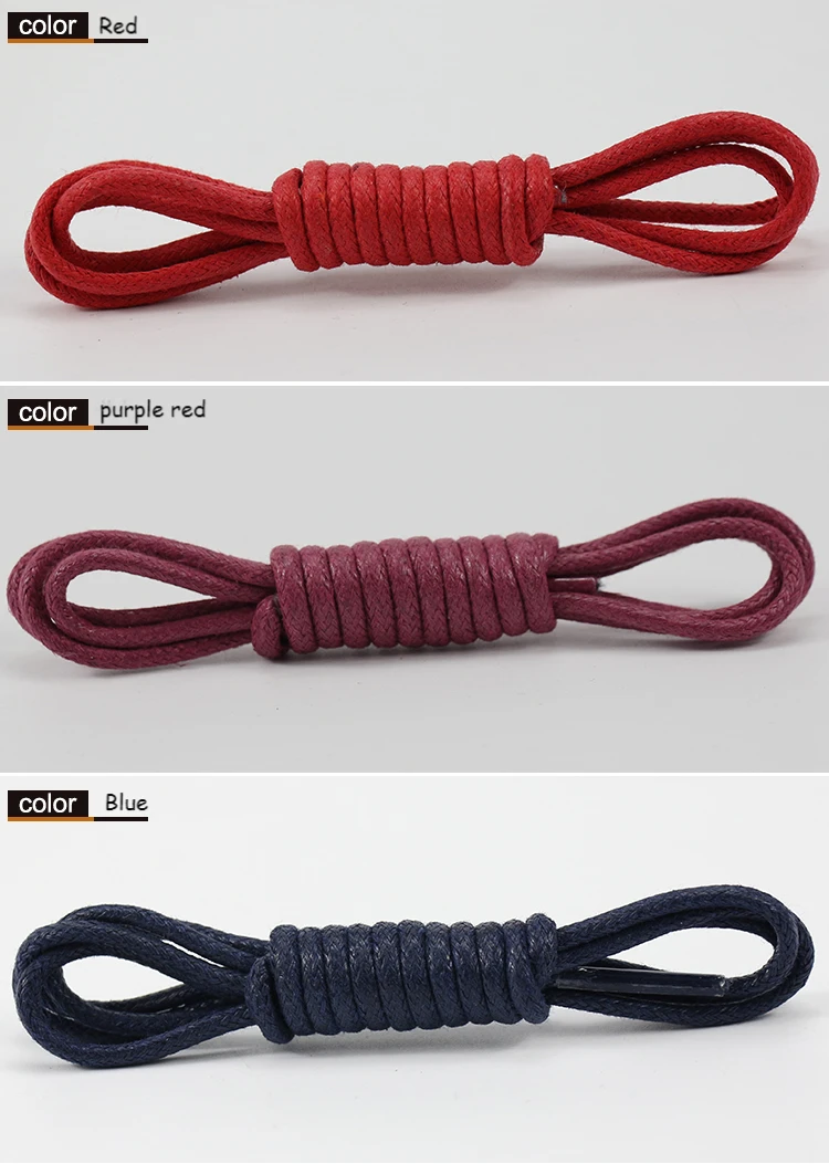 1Pair Cotton Waxed Shoelaces Round Oxford Shoe laces Boots Laces Waterproof Leather Shoelace Length 60/80/100/120/140/180cm