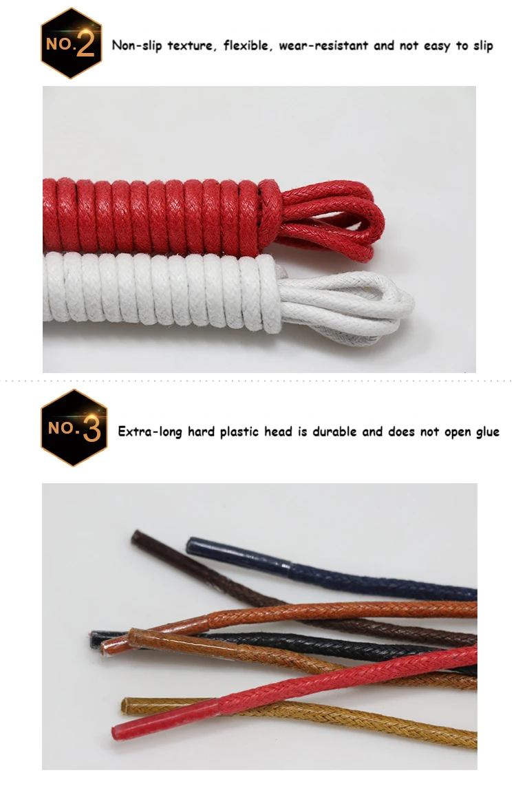 1Pair Cotton Waxed Shoelaces Round Oxford Shoe laces Boots Laces Waterproof Leather Shoelace Length 60/80/100/120/140/180cm
