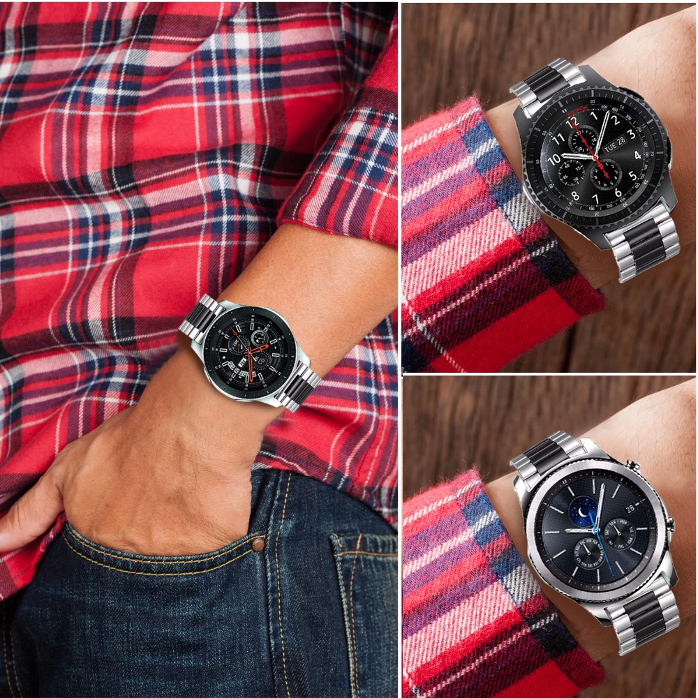18mm 22mm 20mm Watch Band For Samsung Galaxy Watch 7/6/5/4/3 S3 Active2 Huawei Watch GT 7 Pro GT6 GT5 GT4 3 Stainless Steel Band