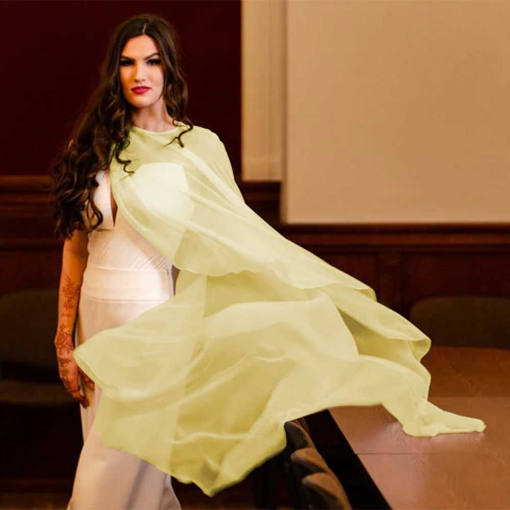 Women Wedding Cape Soft Lightweight Chiffon Bridal Shawl High Low Long Formal Wrap Lady Evening Prom Party Shrug Black White