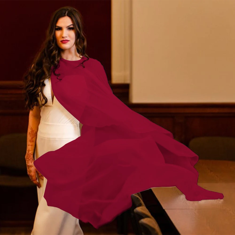 Women Wedding Cape Soft Lightweight Chiffon Bridal Shawl High Low Long Formal Wrap Lady Evening Prom Party Shrug Black White