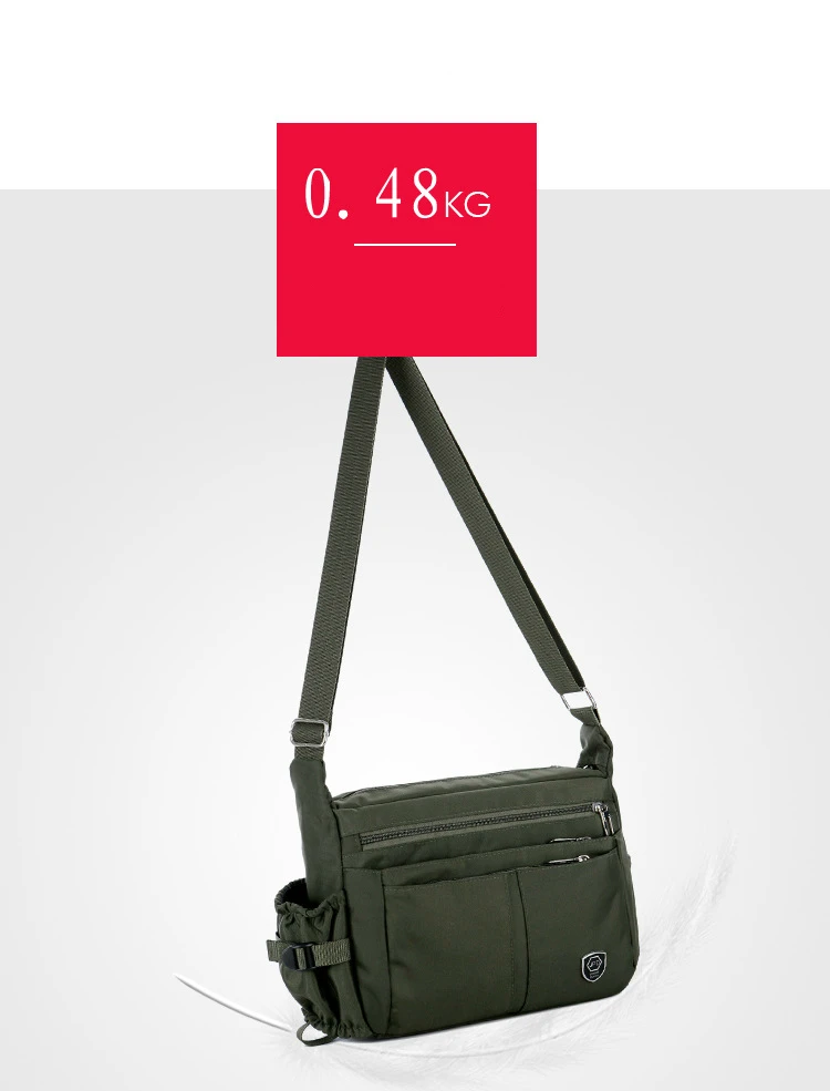 Men's Casual Shoulder Messenger Bag Splash-proof Nylon Oxford High Capacity Horizonta Crossbody Bag With Water Cup Side Pocket