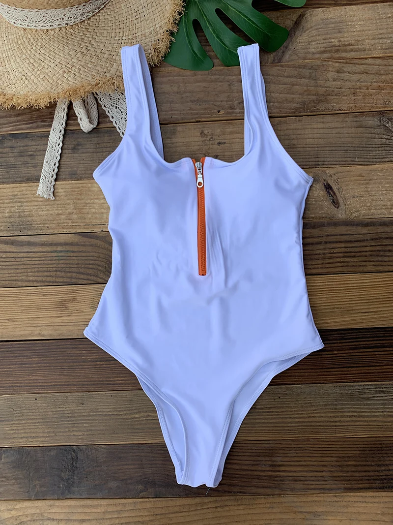 Front Zip Up Backless One Piece Swimsuit 2023 Beach Monokini Swimwear One-piece Swimming Suit for Women Summer Trend Beachwear