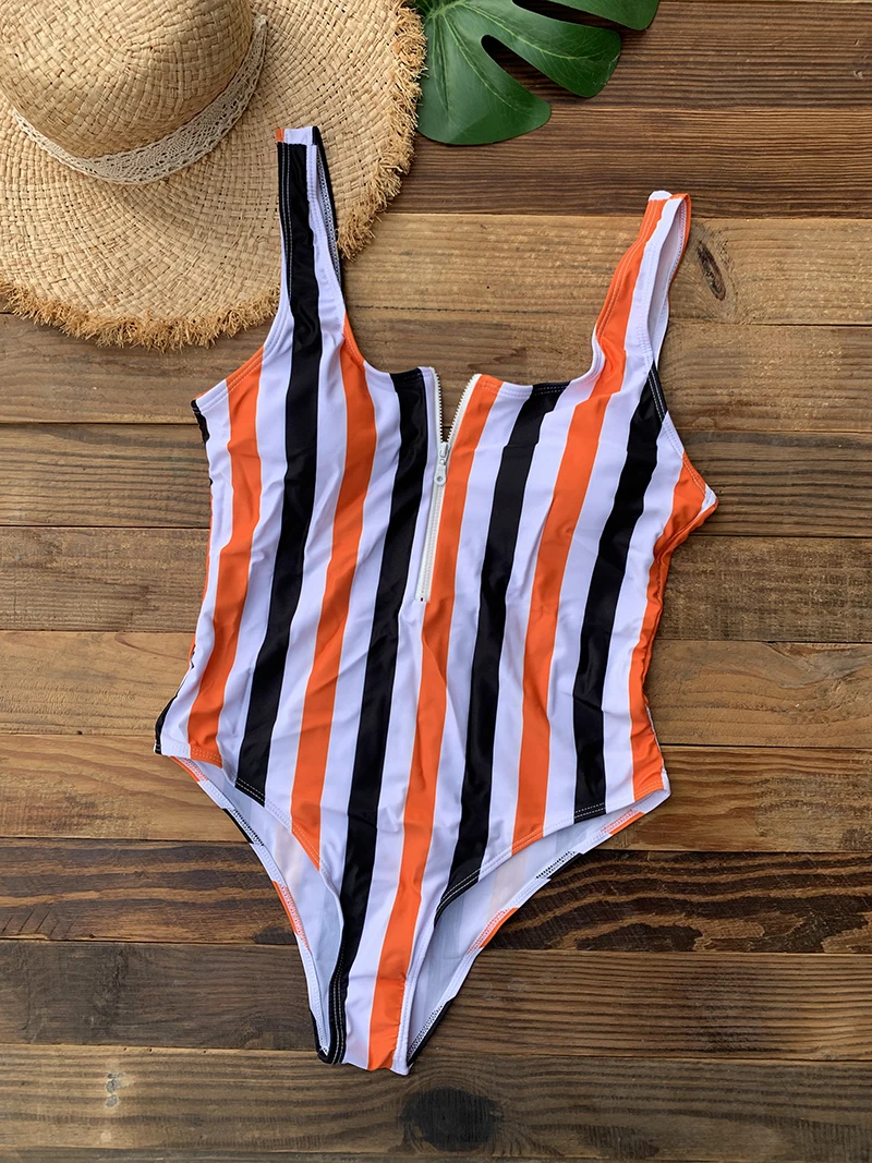 Front Zip Up Backless One Piece Swimsuit 2023 Beach Monokini Swimwear One-piece Swimming Suit for Women Summer Trend Beachwear