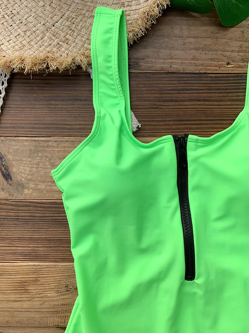 Front Zip Up Backless One Piece Swimsuit 2023 Beach Monokini Swimwear One-piece Swimming Suit for Women Summer Trend Beachwear