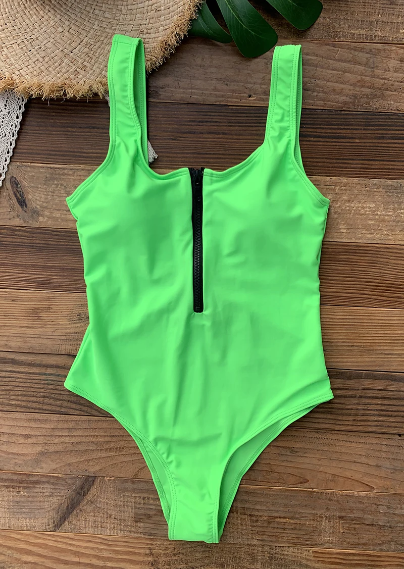Front Zip Up Backless One Piece Swimsuit 2023 Beach Monokini Swimwear One-piece Swimming Suit for Women Summer Trend Beachwear