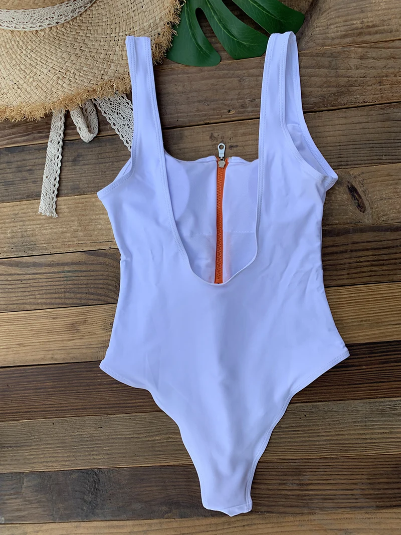 Front Zip Up Backless One Piece Swimsuit 2023 Beach Monokini Swimwear One-piece Swimming Suit for Women Summer Trend Beachwear