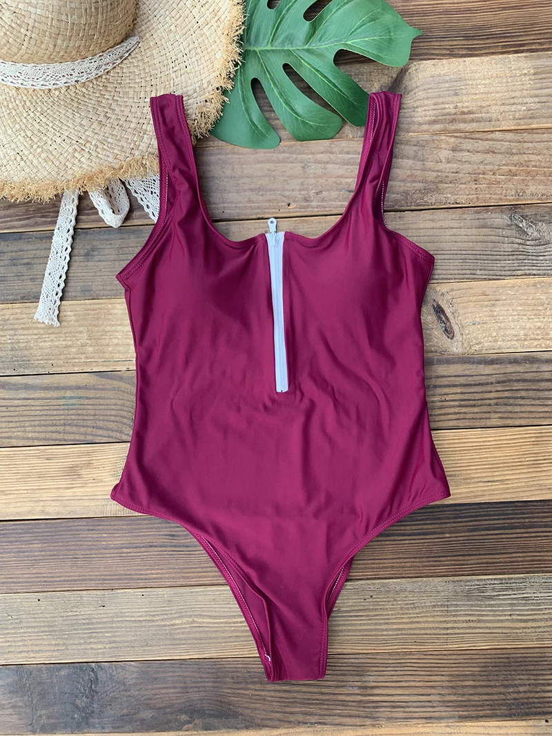 Front Zip Up Backless One Piece Swimsuit 2023 Beach Monokini Swimwear One-piece Swimming Suit for Women Summer Trend Beachwear