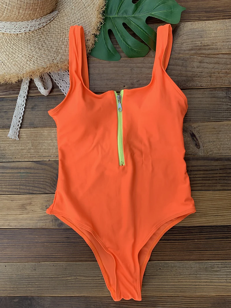 Front Zip Up Backless One Piece Swimsuit 2023 Beach Monokini Swimwear One-piece Swimming Suit for Women Summer Trend Beachwear