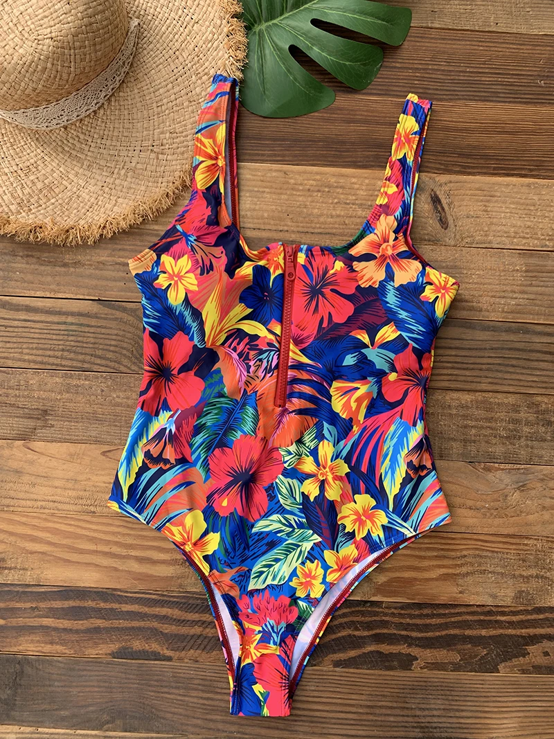 Front Zip Up Backless One Piece Swimsuit 2023 Beach Monokini Swimwear One-piece Swimming Suit for Women Summer Trend Beachwear