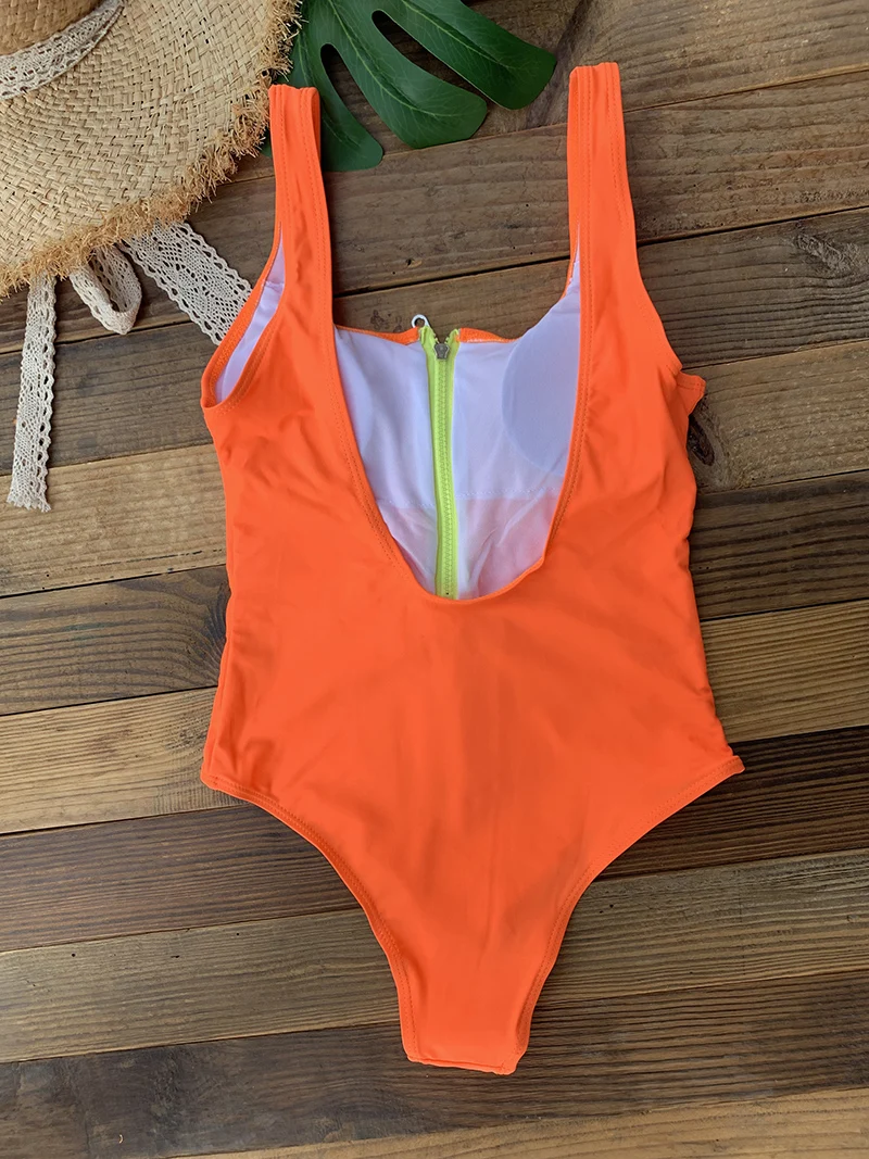 Front Zip Up Backless One Piece Swimsuit 2023 Beach Monokini Swimwear One-piece Swimming Suit for Women Summer Trend Beachwear