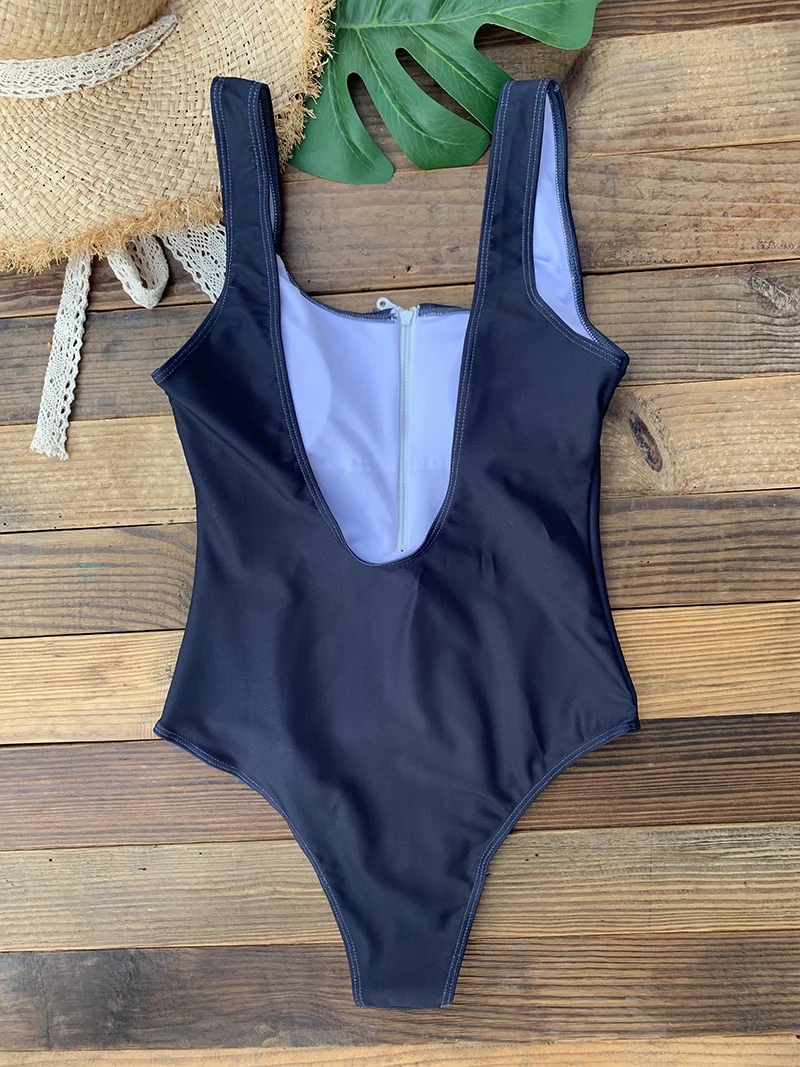 Front Zip Up Backless One Piece Swimsuit 2023 Beach Monokini Swimwear One-piece Swimming Suit for Women Summer Trend Beachwear