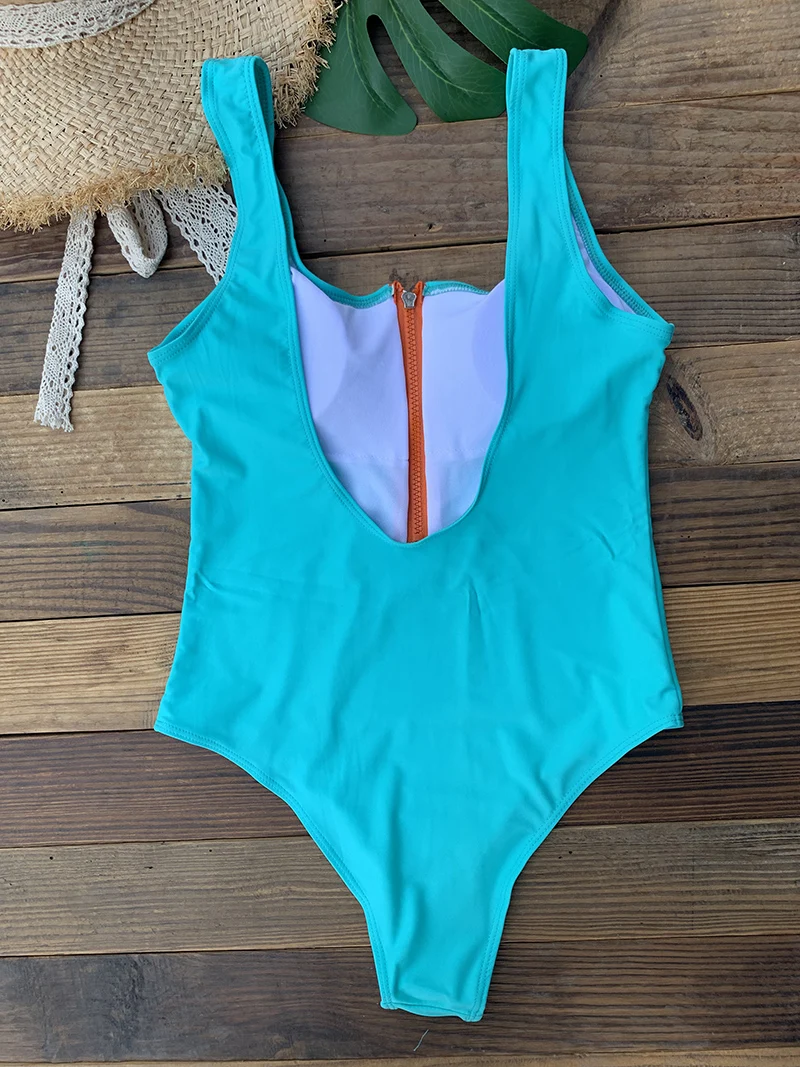 Front Zip Up Backless One Piece Swimsuit 2023 Beach Monokini Swimwear One-piece Swimming Suit for Women Summer Trend Beachwear