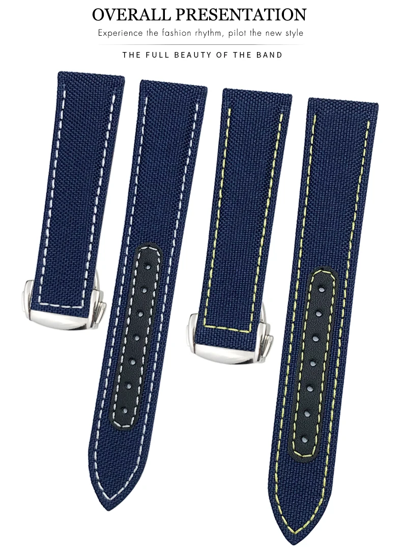 19mm 20mm Nylon Canvas Watch Strap For Omega Seamaster 300  AT150 Fabric Leather AQUA TERRA 150 Blue 21mm 22mm Watchband Buckle