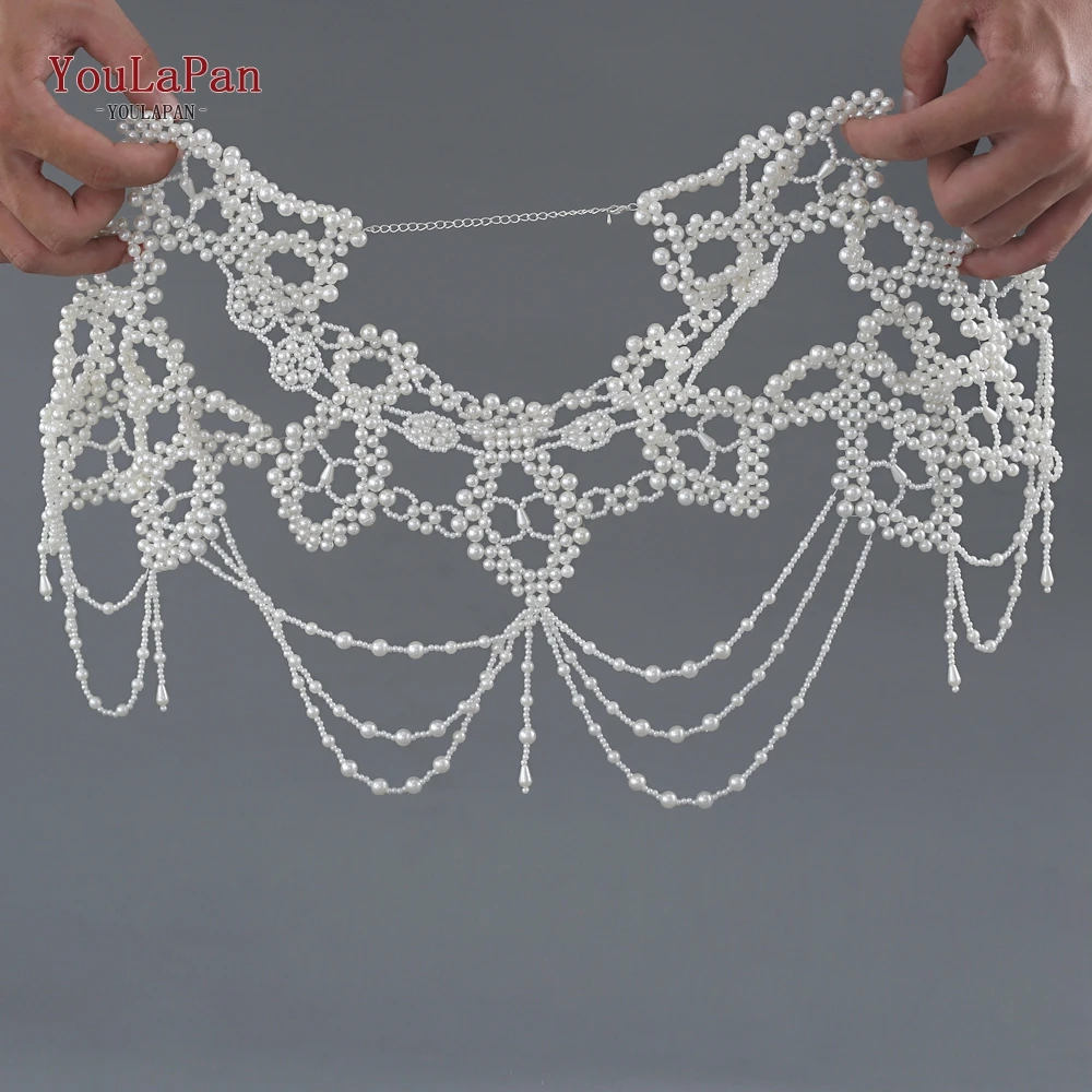 YouLaPan G09 Luxury Necklace Pearls Beads Wedding Shawl Bolero Vintage Tassels Capele for Bride DIY Wedding Cock Tail Party