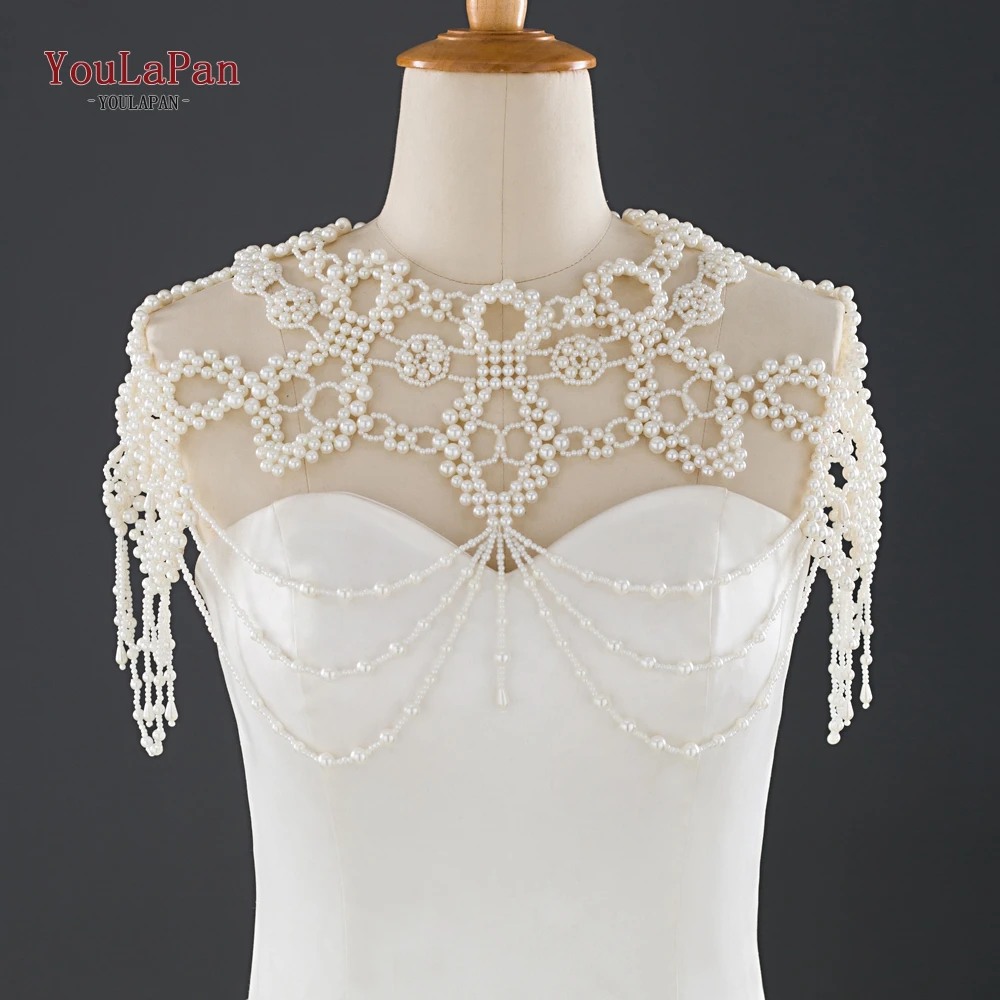 YouLaPan G09 Luxury Necklace Pearls Beads Wedding Shawl Bolero Vintage Tassels Capele for Bride DIY Wedding Cock Tail Party