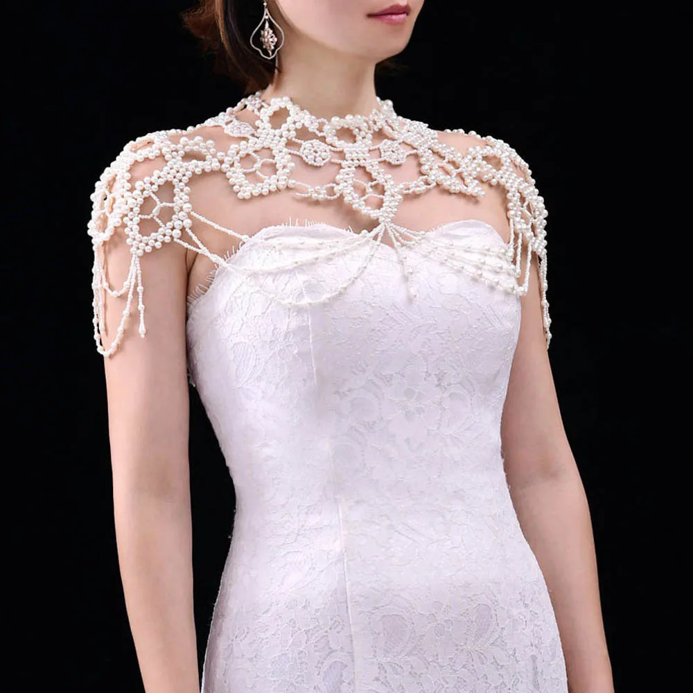 YouLaPan G09 Luxury Necklace Pearls Beads Wedding Shawl Bolero Vintage Tassels Capele for Bride DIY Wedding Cock Tail Party