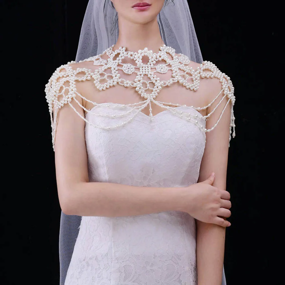 YouLaPan G09 Luxury Necklace Pearls Beads Wedding Shawl Bolero Vintage Tassels Capele for Bride DIY Wedding Cock Tail Party