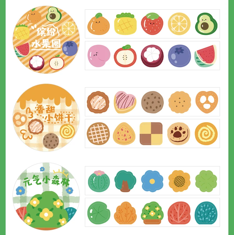 Yoofun 100pcs/roll Kawaii Cartoon Washi Tape Decorative Adhesive Dot Masking Tape Stickers Scrapbooking DIY Stationery Tape