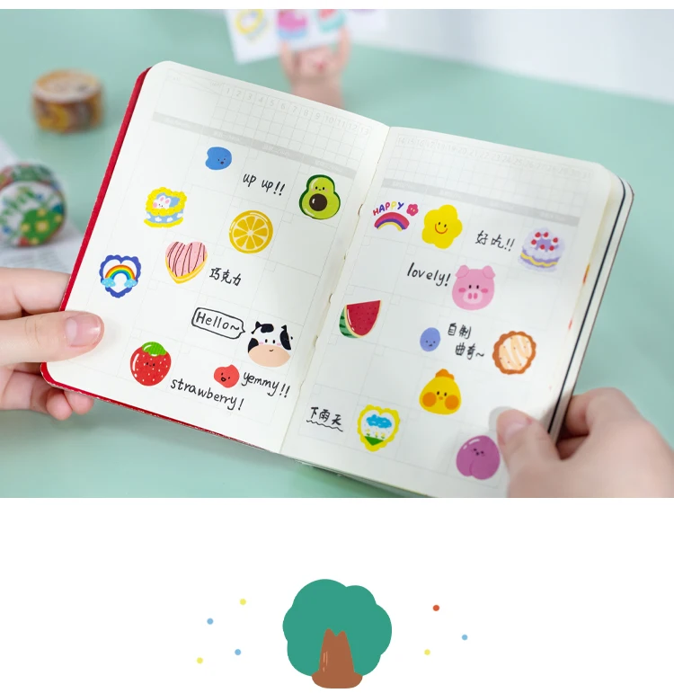 Yoofun 100pcs/roll Kawaii Cartoon Washi Tape Decorative Adhesive Dot Masking Tape Stickers Scrapbooking DIY Stationery Tape