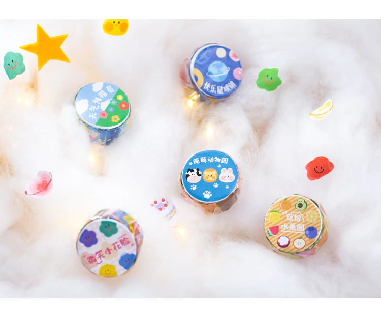 Yoofun 100pcs/roll Kawaii Cartoon Washi Tape Decorative Adhesive Dot Masking Tape Stickers Scrapbooking DIY Stationery Tape