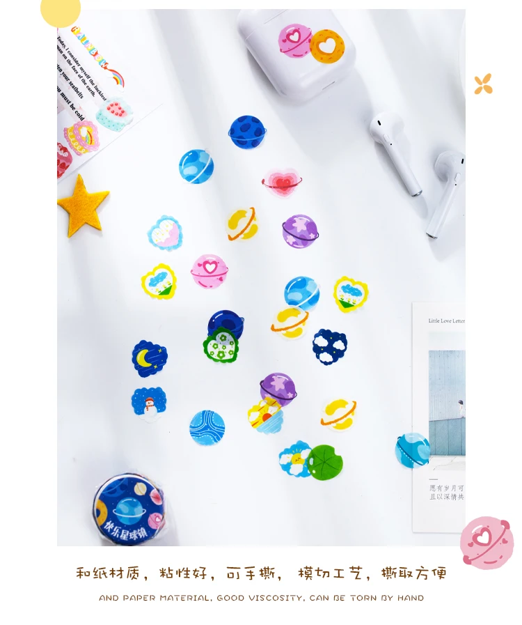 Yoofun 100pcs/roll Kawaii Cartoon Washi Tape Decorative Adhesive Dot Masking Tape Stickers Scrapbooking DIY Stationery Tape