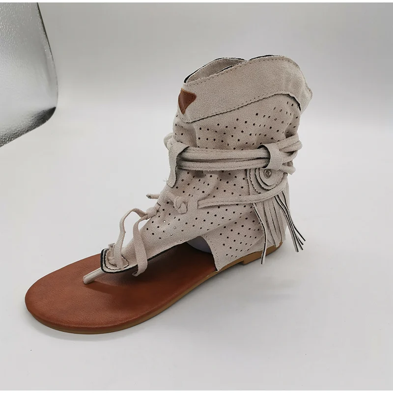 Women's Retro Sandals Gladiator Ladies Clip Toe Vintage Boots Casual Tassel Rome Fashion Summer Woman Shoes Female 2020 New