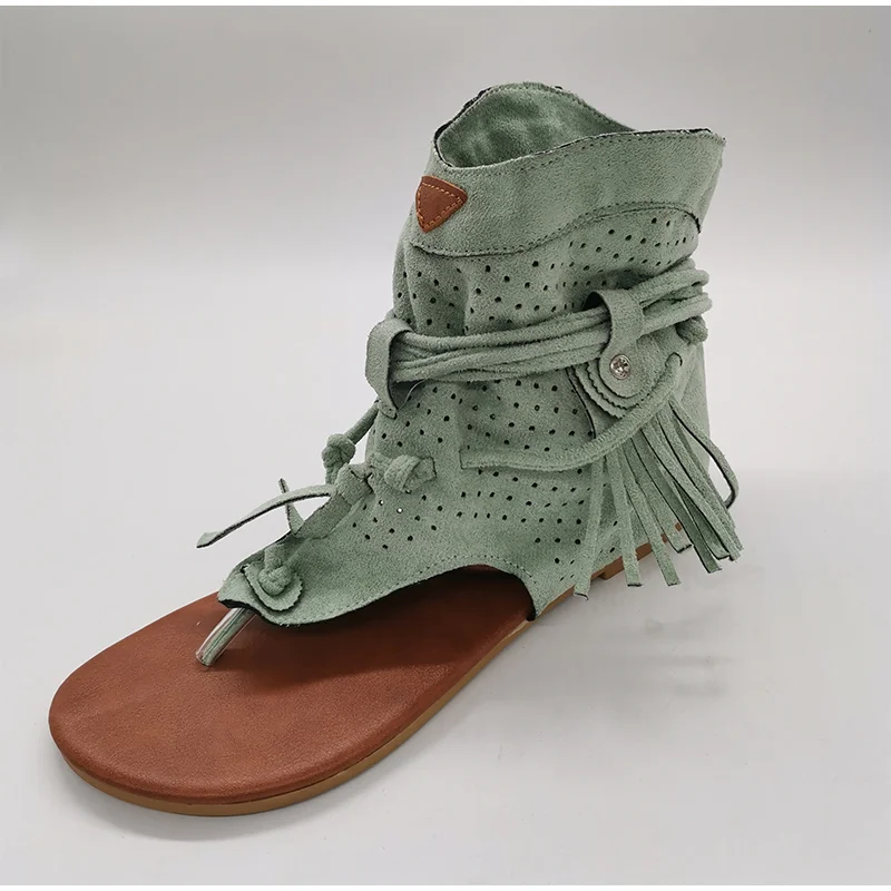 Women's Retro Sandals Gladiator Ladies Clip Toe Vintage Boots Casual Tassel Rome Fashion Summer Woman Shoes Female 2020 New
