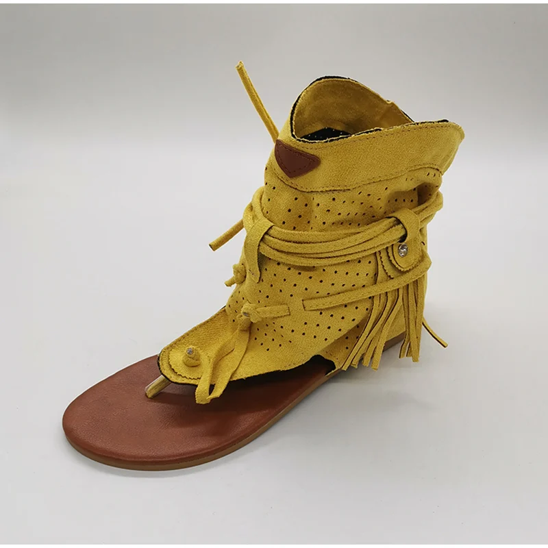 Women's Retro Sandals Gladiator Ladies Clip Toe Vintage Boots Casual Tassel Rome Fashion Summer Woman Shoes Female 2020 New