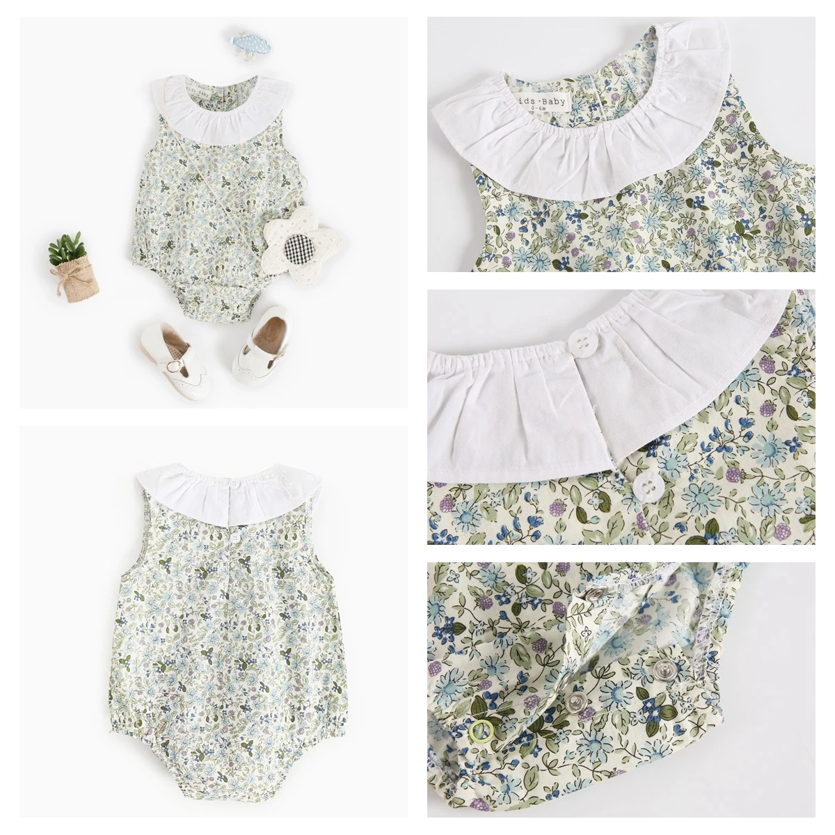 Sanlutoz Summer Cotton Baby Bodysuit Newborn Cute Plaid Clothing for Baby Girls Sleeveless Princess Toddler Infant Bodysuits