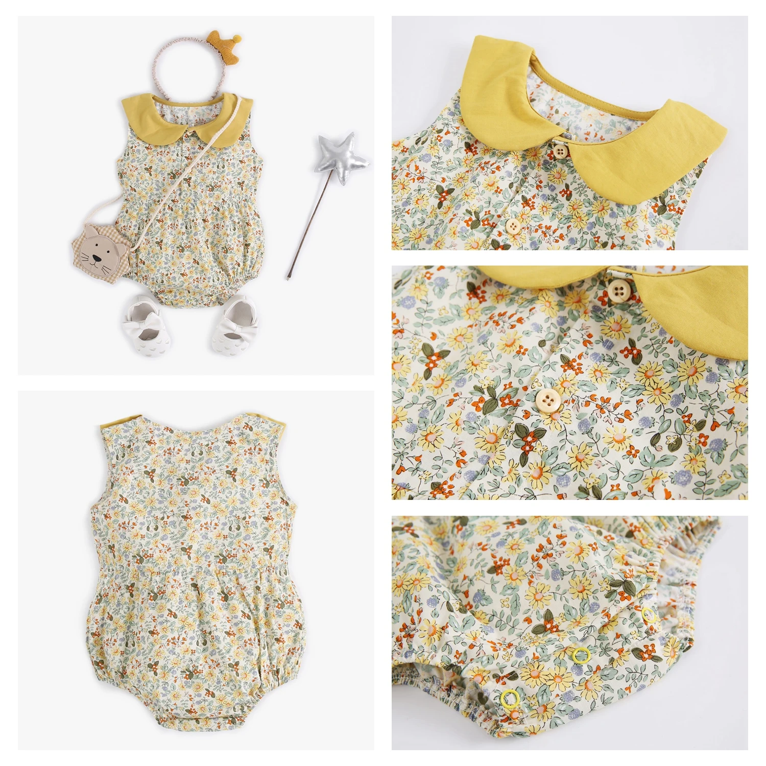Sanlutoz Summer Cotton Baby Bodysuit Newborn Cute Plaid Clothing for Baby Girls Sleeveless Princess Toddler Infant Bodysuits