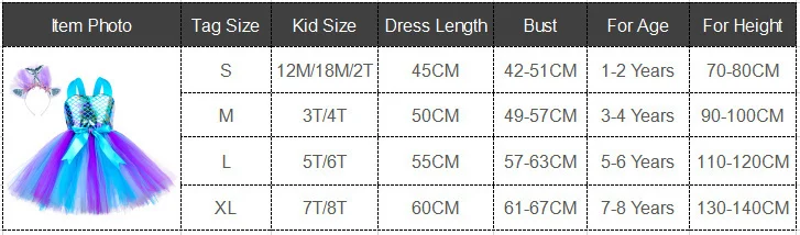 Little Mermaid Princess Dresses for Girls Kids Tutu Dress for Mermaid Birthday Party Costumes Halloween Clothes Set for Children