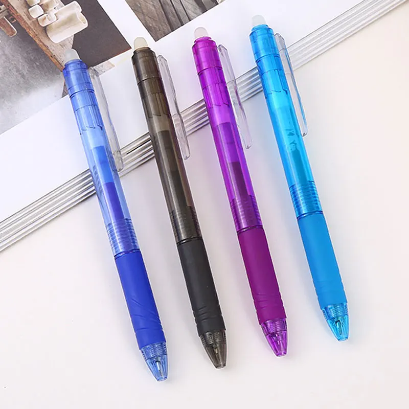 8Pcs/Set 0.7mm Erasable Gel Pen Refill Blue Black 8 Color Ink Rod Bullet Tip Office School Writing Stationery Washable Handle