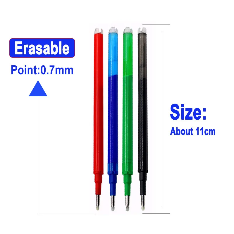 8Pcs/Set 0.7mm Erasable Gel Pen Refill Blue Black 8 Color Ink Rod Bullet Tip Office School Writing Stationery Washable Handle