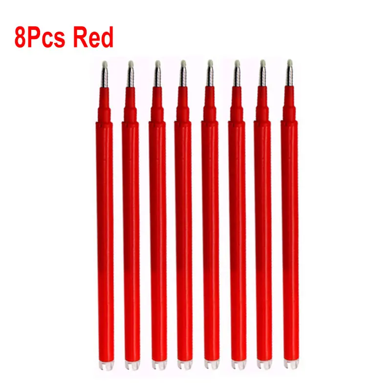 8Pcs/Set 0.7mm Erasable Gel Pen Refill Blue Black 8 Color Ink Rod Bullet Tip Office School Writing Stationery Washable Handle