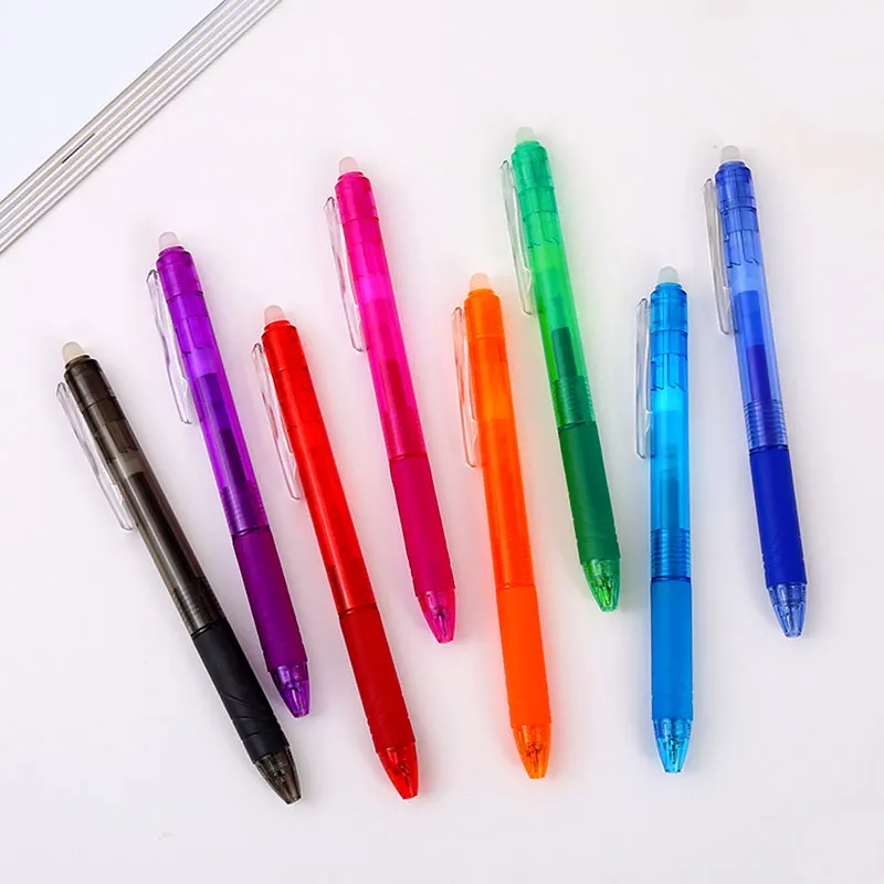 8Pcs/Set 0.7mm Erasable Gel Pen Refill Blue Black 8 Color Ink Rod Bullet Tip Office School Writing Stationery Washable Handle