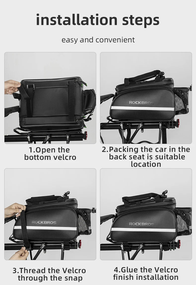 ROCKBROS Bicycle Carrier Bag MTB Bike Bag Trunk Pannier Cycling Large Capacity Travel Bag Package Bags Bicycle Rear Carrier Bags