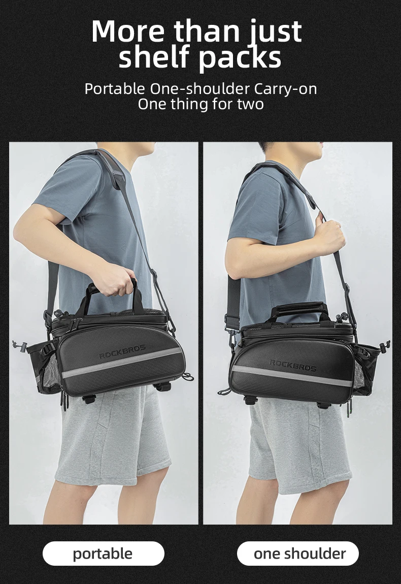 ROCKBROS Bicycle Carrier Bag MTB Bike Bag Trunk Pannier Cycling Large Capacity Travel Bag Package Bags Bicycle Rear Carrier Bags